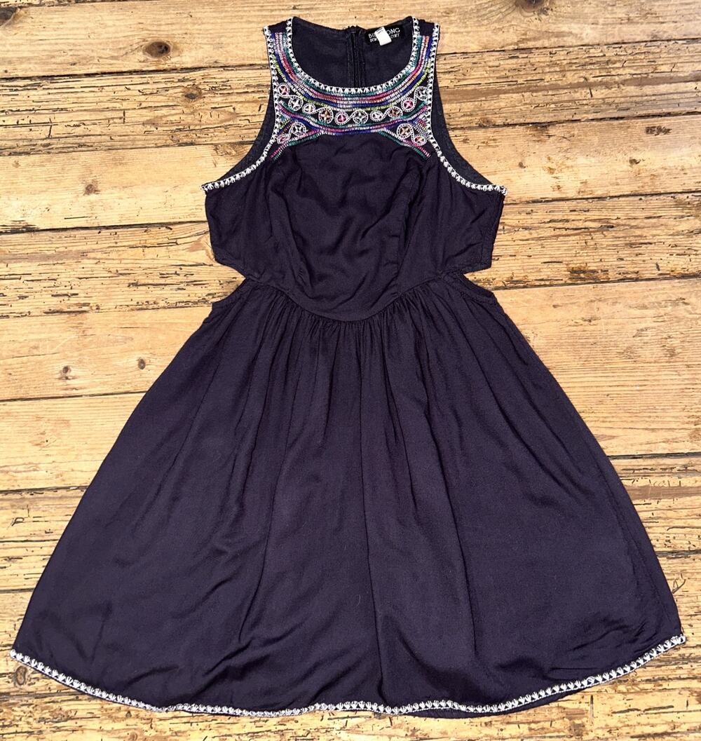 Billabong Designer Closet Women’s Size S Navy Boho Shark Bite Short Dress